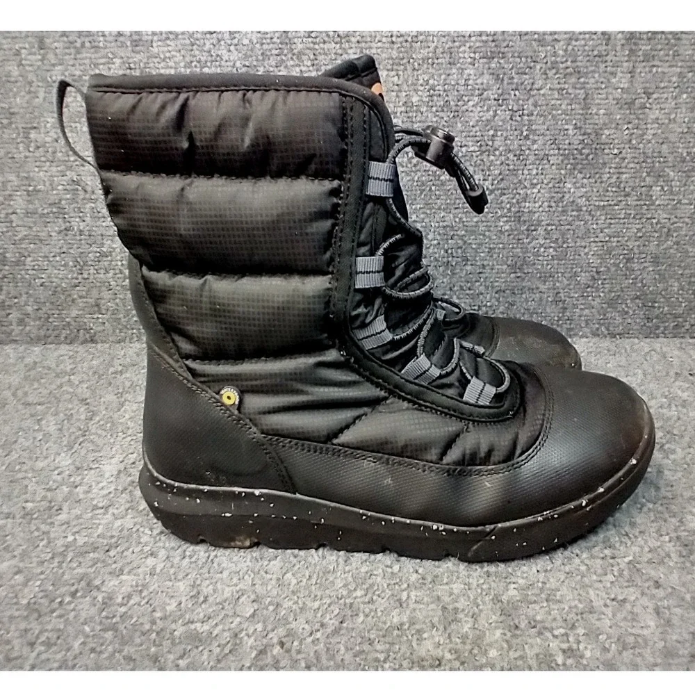 Bogs Skyline Snow Boots Kids Size 4 Black Waterproof Insulated Winter 73220K-001